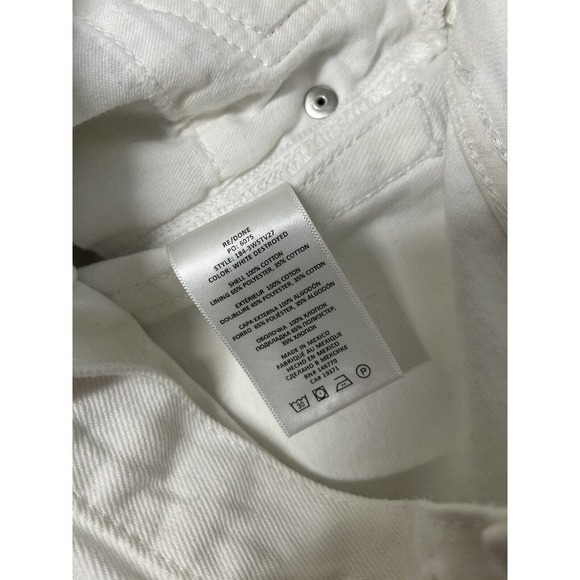 Re/done 70s Stove Pipe Cropped Straight White Destroyed Jeans Sz 27 NEW - Picture 9 of 15